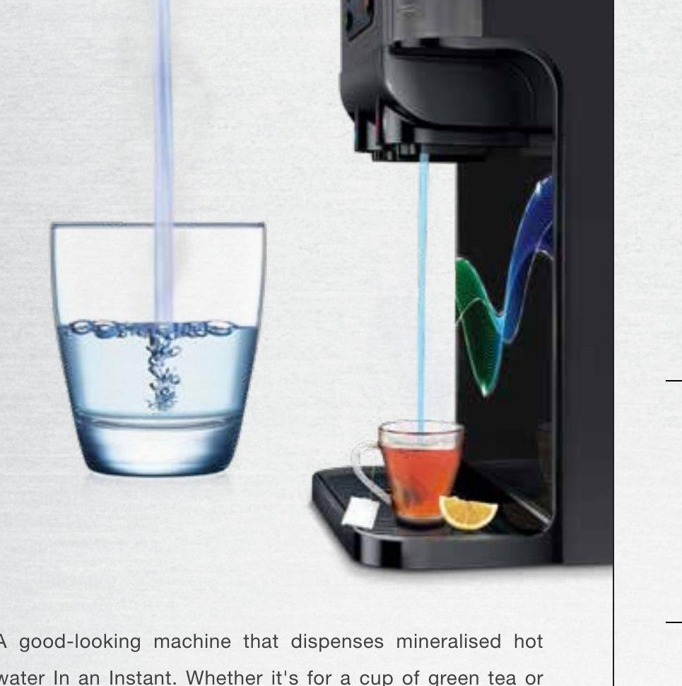 AO Smith water purifier dispensing hot water