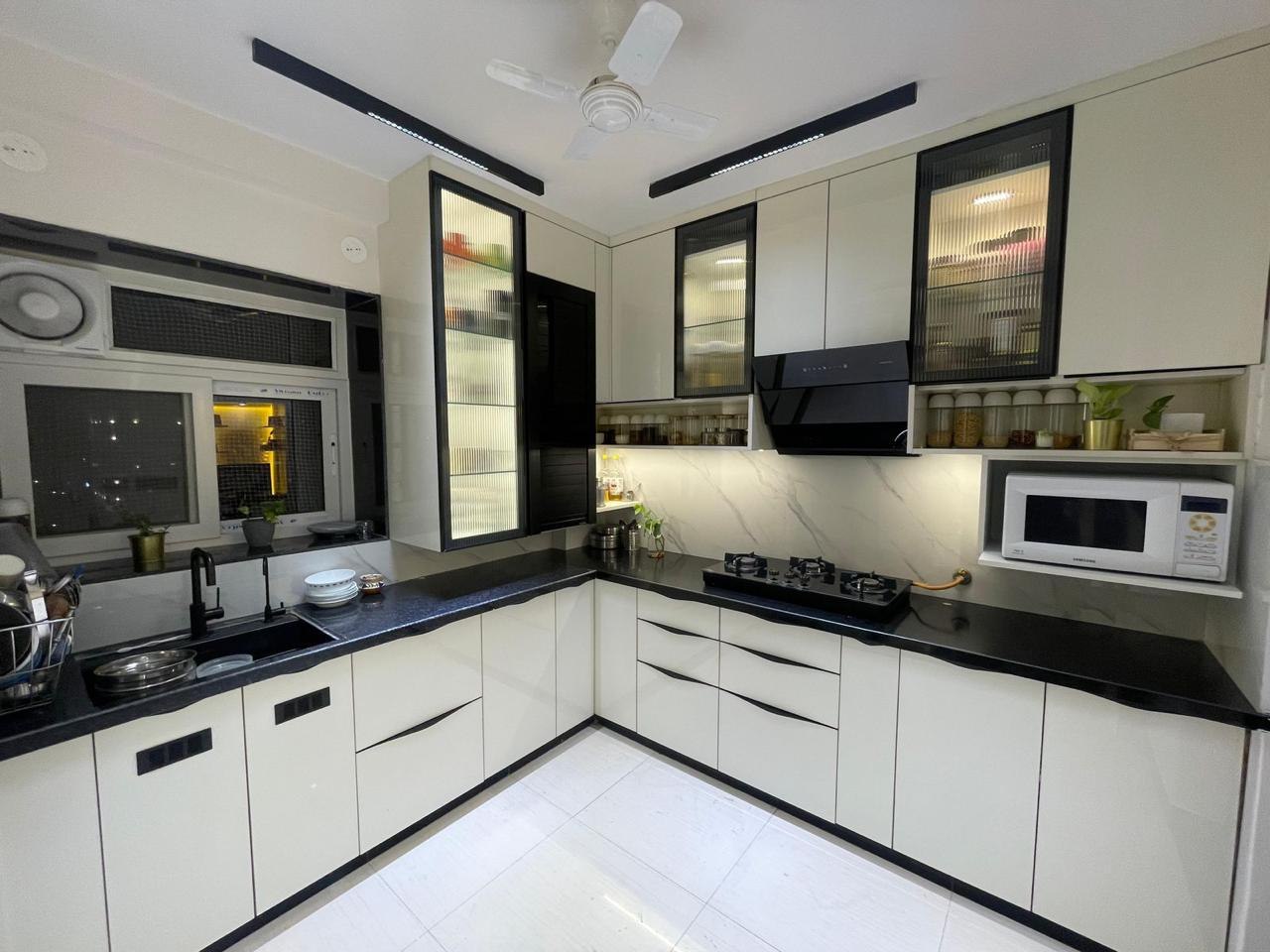 Modular kitchen with premium marble flooring