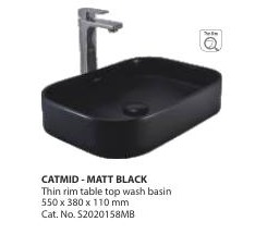 Catmid Matt Black table top wash basin