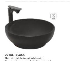 Coyal Black table top wash basin